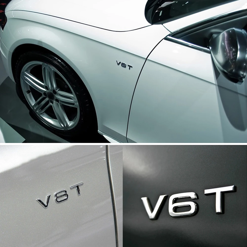 Хромированная Серебристая Наклейка V6T для бокового крыла автомобиля Audi A6 C6 A3 A4 B8 A8