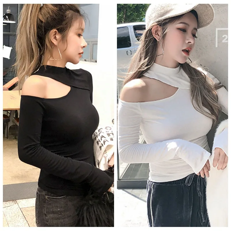 Женская футболка OIONINOS трикотажная с вырезами на плечах и надписью женская одежда