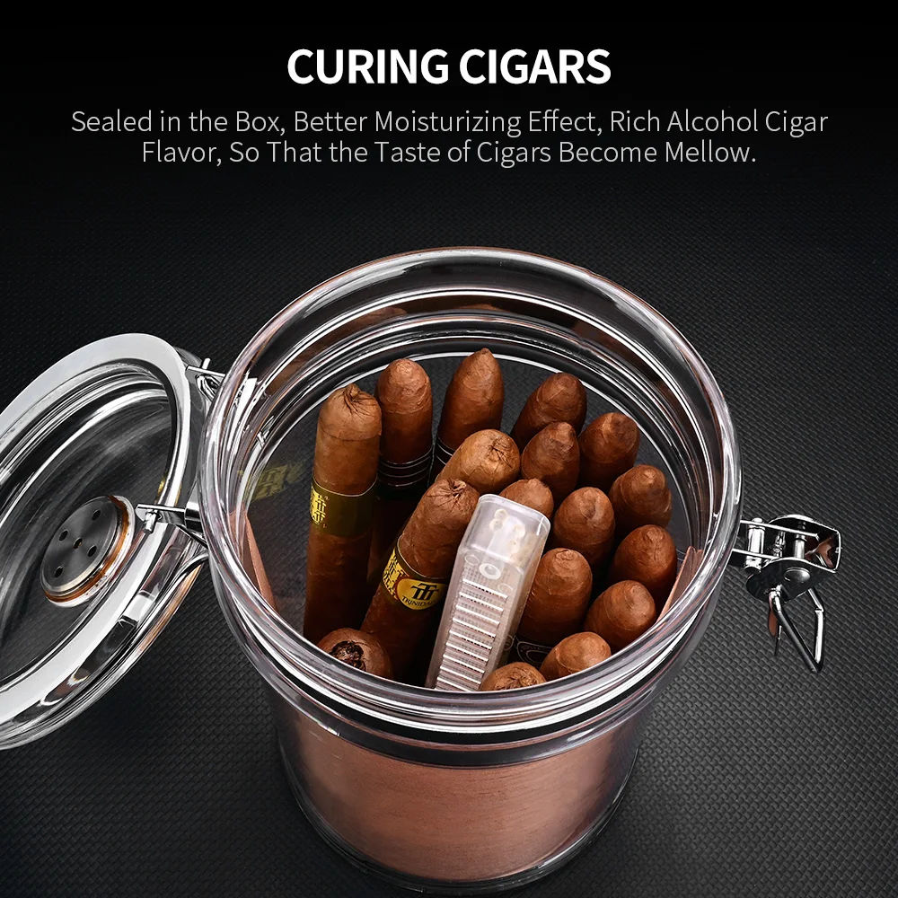 CIGARLOONG акриловая Humidor банка прозрачная большая Вмещает 15 20 сигар коробка с
