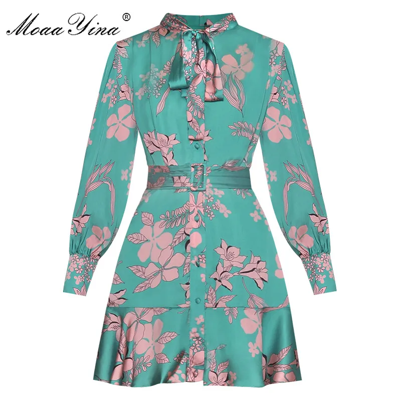 

Модельное дизайнерское платье MoaaYina, женское платье мини на шнуровке с цветочным принтом, весна-осень