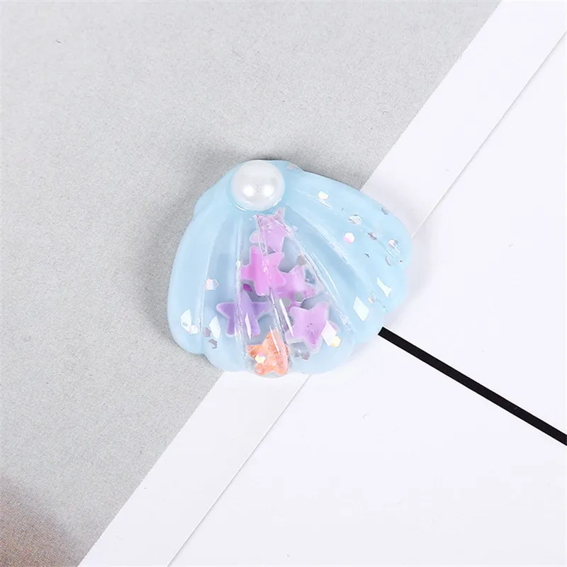 

10pcs 25*28mm Resin Transaparent Pink Purple Blue Sky Blue Sequin Shell Charms For DIY Jewelry Making Earring Findings Pendant