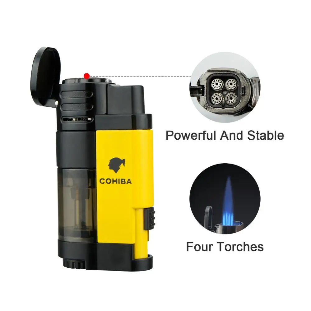 Фонарь зажигалка для сигар тройная струя пламени ветрозащитный бутан