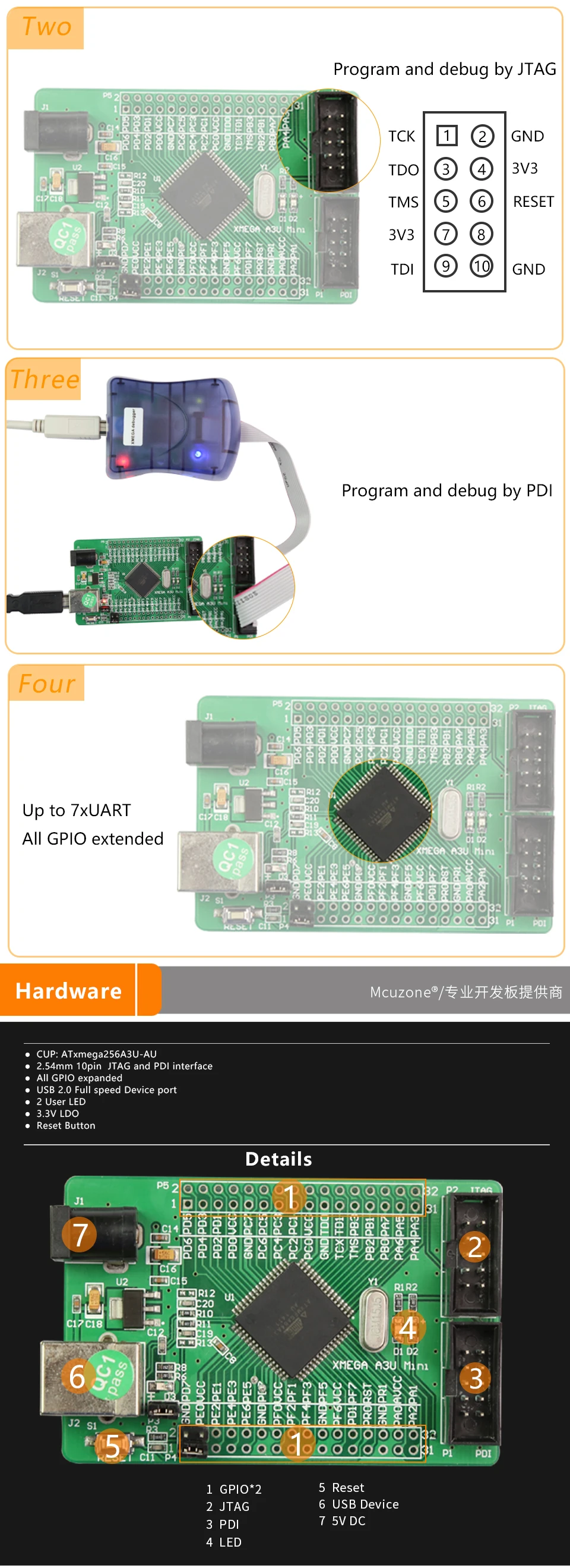 ATxmega256A3U мини-Плата USB программа PDI JTAG AVR плата atmel xmgea256A3 U MCU IC 256A3U