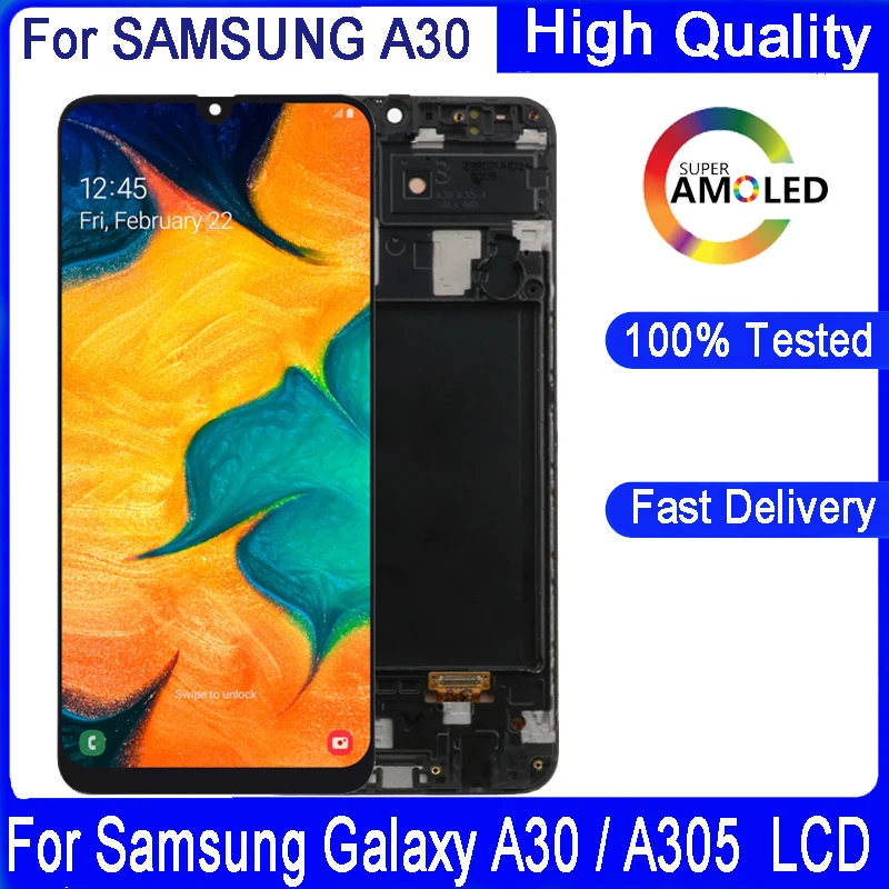 Оригинальный 6 4 ''дисплей для Samsung galaxy A30 A305/DS A305F A305FD A305A ЖК дисплей с рамкой