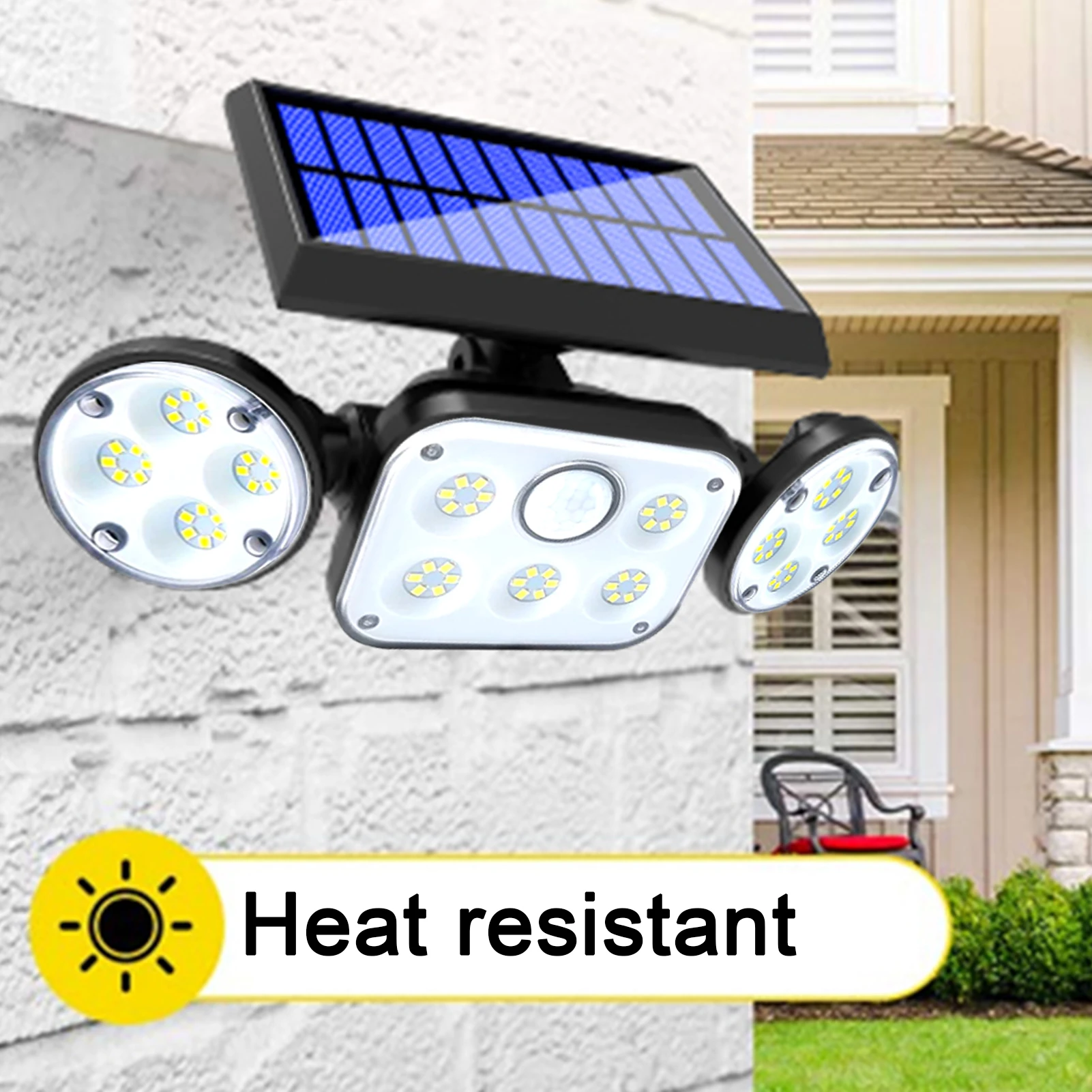 

Solar 3-head Wall Light IP65 Waterproof Human Body Induction Lamp 6000-6500K For Garages Workshops 78 LED Super Bright Lights