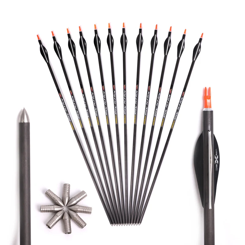 Стрелы из углеродного волокна для стрельбы лука в помещении 6/12 шт. внутренний