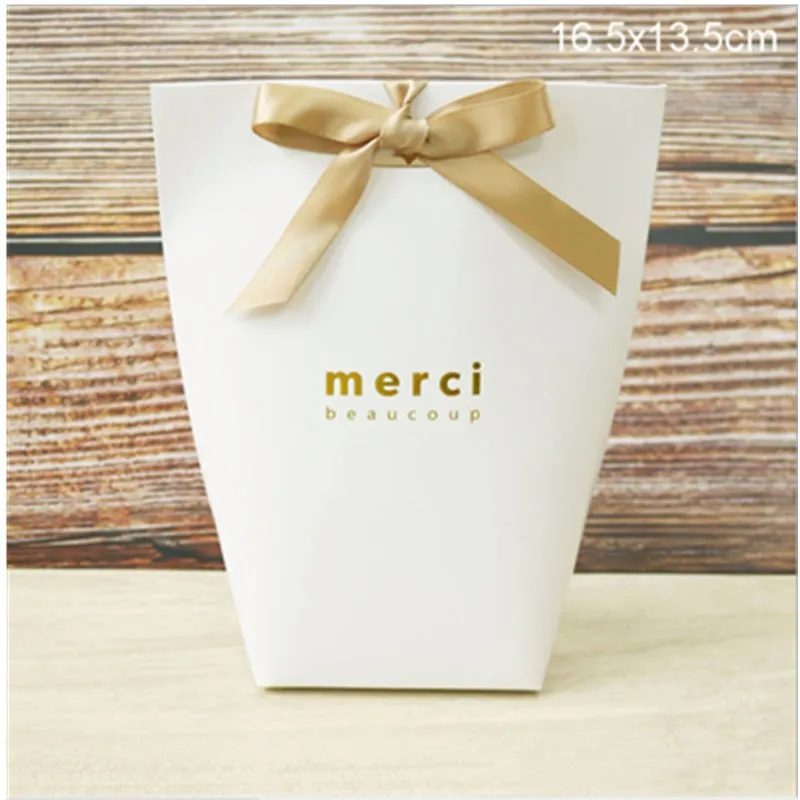 Merci16.5x13.5cm 5 шт. Merci спасибо черный белый бронзированный мешок конфеты спасибо Свадебные сувениры Подарочная коробка посылка подарок на день рождения - Цвет: Merci16.5x13.5cm