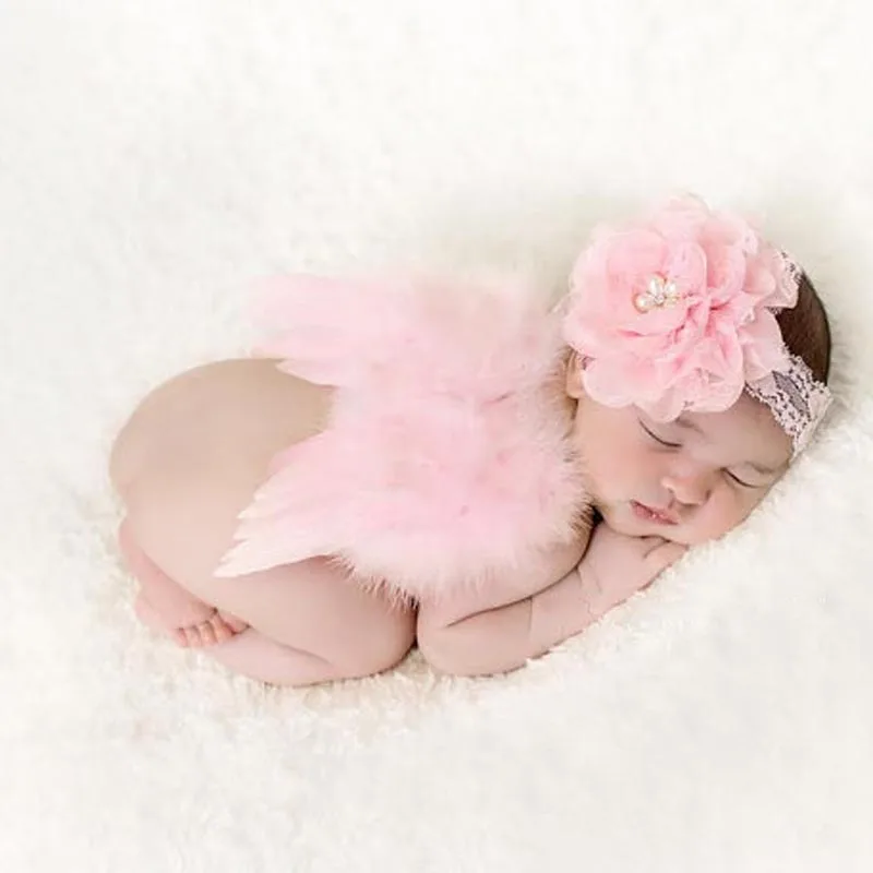 

Infant Baby Girls Boy Angel Feather Wings Feather Photo Prop Wings Headband Clothing Hairband Newborn Photography Props