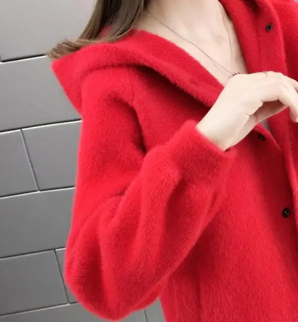 

2020 Women in spring and autumn winter with New style fashion Long sleeve Cardigan hooded Sweater coat