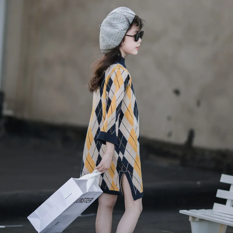 Новинка 2020 детское осеннее платье свитер платья для девочек детские свитера