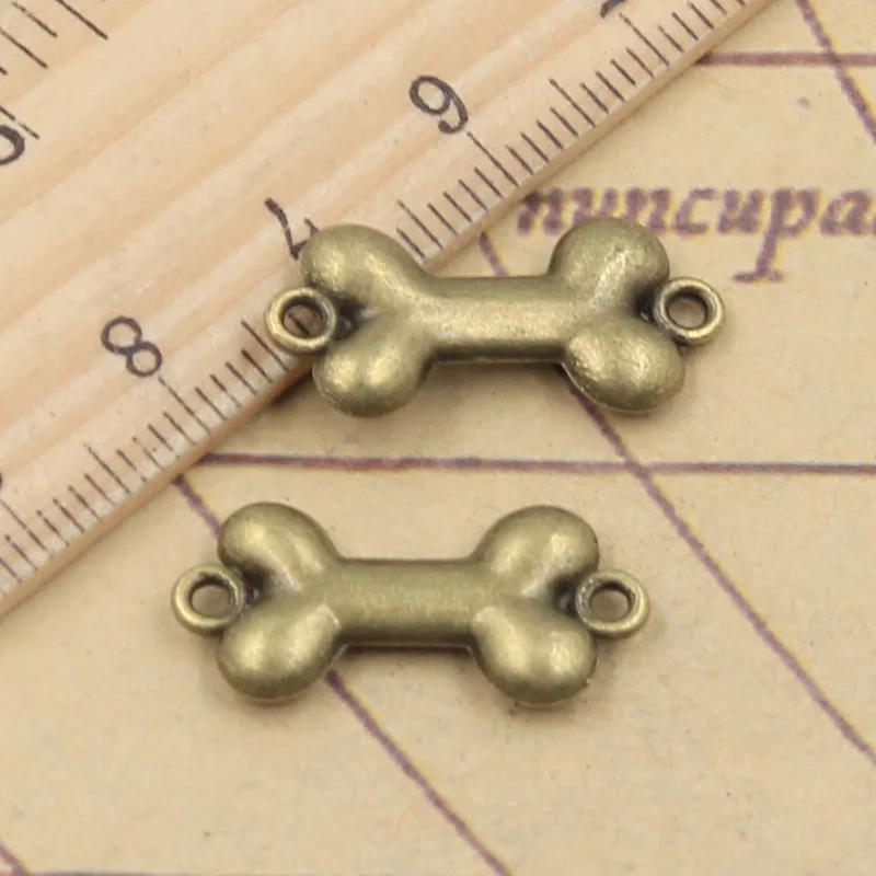 15pcs Charms Dog Bone Connector 22x10mm Tibetan Bronze Silver Color Pendants Antique Jewelry Making DIY Handmade Craft | Украшения и