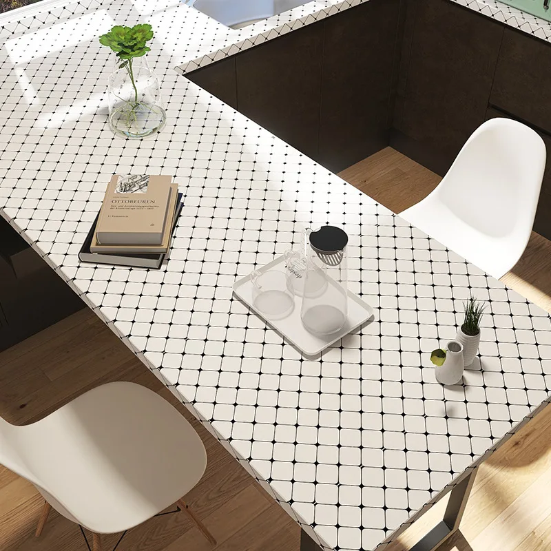 black and white lattice kitchen self adhesive wallpaper waterproof and oil proof wall sticker stove tile wallpaper pvc free global shipping