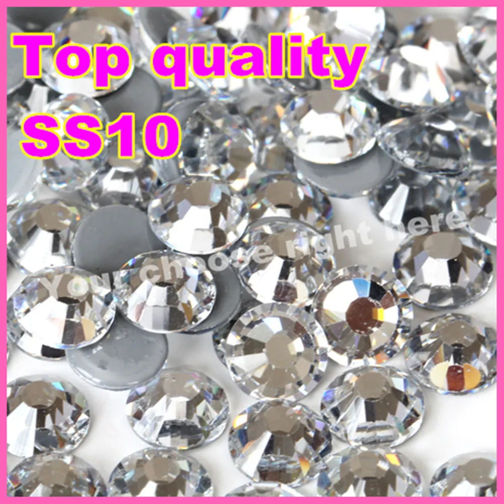 

SS10 minisize Best Quality Hot Fix Rhinestone More Shiny,super Bright hotfix stones Crystal 10gross/bag Flatback Whit Glue