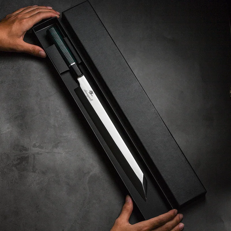 

12 Inch Salmon Sushi Filleting Knife VG10 Damascus Steel Cleaver Ham Meat Fish Sashimi Ultra Sharp Japanese Kitchen Knife