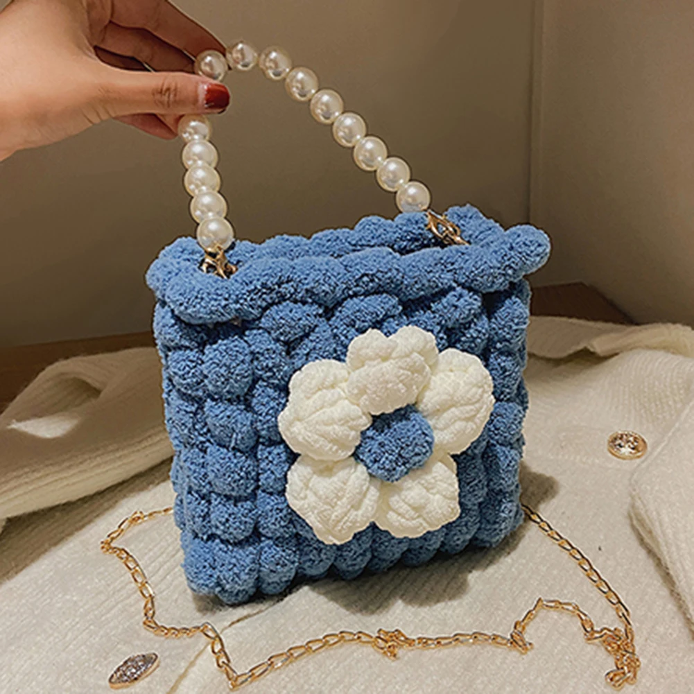 

Новинка 2021, сумка через плечо с цветочным принтом «сделай сам», женская сумка через плечо с жемчужной цепочкой, ручная работа, вместительная...