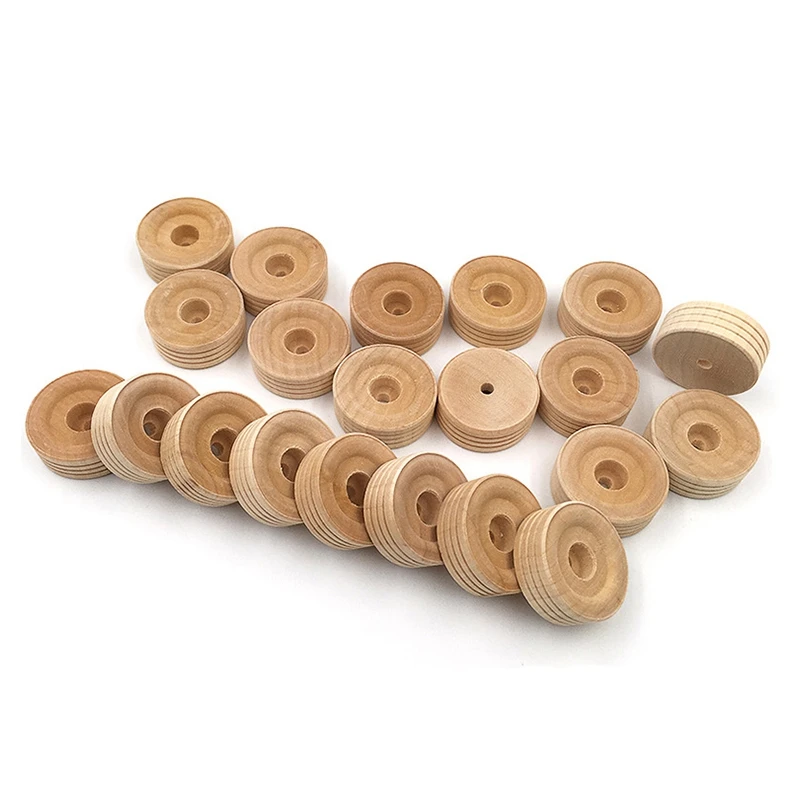 

50Pcs Wooden Wheels Interesting Portable Crafts Supplies Handmade Toy Wheels Toy Accessories for Kids Children