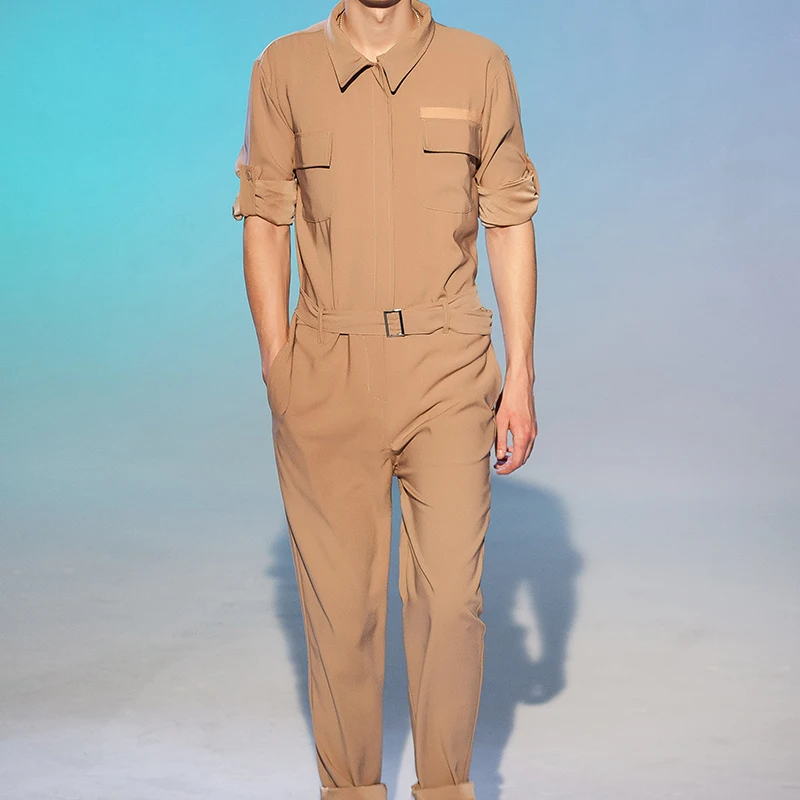 

New Style Autumn And Winter Overalls Men's Fashion Alternative Male Plus Size Hip Hop Jumpsuit Tide Zipper Casual Men Pants