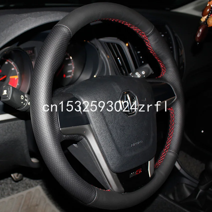 

DIY Black Leather Car Steering Wheel Cover for MG3 mg5 MG6 ZS GT 360