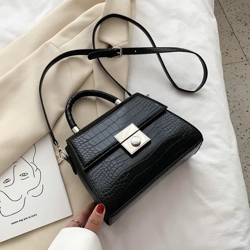 

Crocodile Pattern Small Shoulder Bags For Women 2020 Fashion Solid Color PU Leather Crossbody Handbags Female Travel Bags Totes