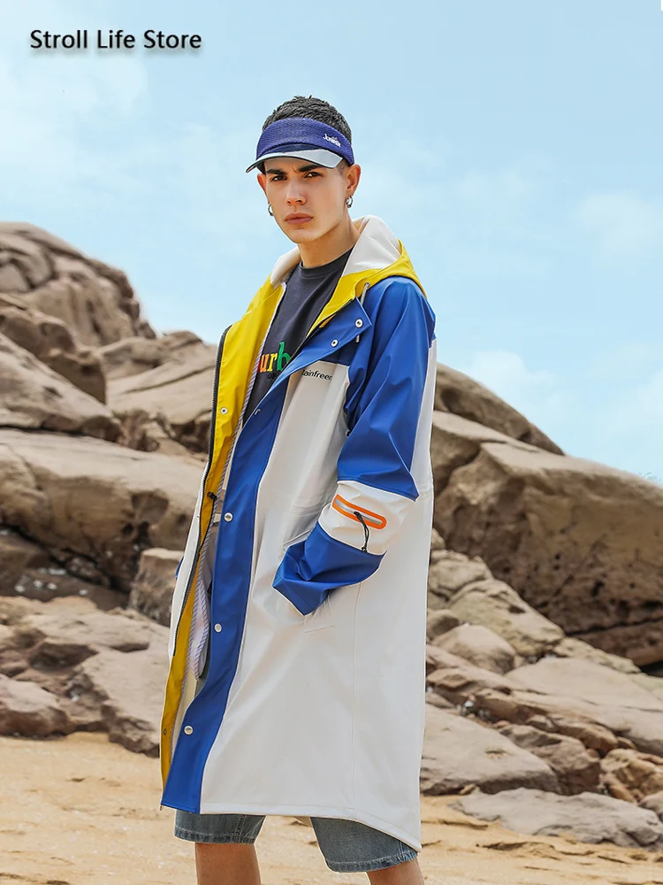 Водонепроницаемый длинный дождевик женский розовый Тренч длинная уличная