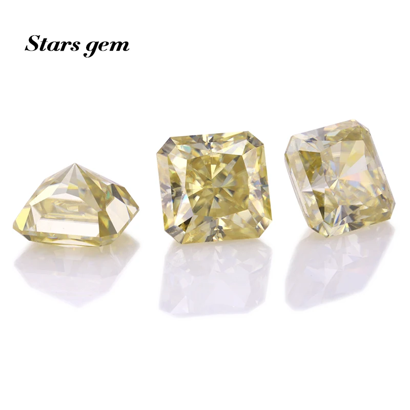 1-7 карат желтого цвета восьмиугольная сияющая огранка свободные муассаниты