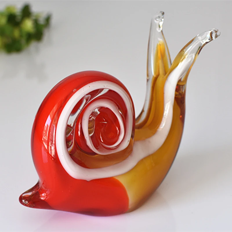 

Europe Colored Glaze snail Figurines Handmade Miniatures tabletop Decor Glass Crafts birthday gifts home decoration accessories