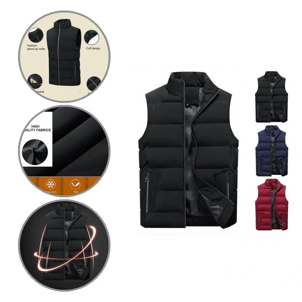 

Quick Dry Great Stand Collar Men Waistcoat All Match Winter Vest Zipper Fly for Outdoor