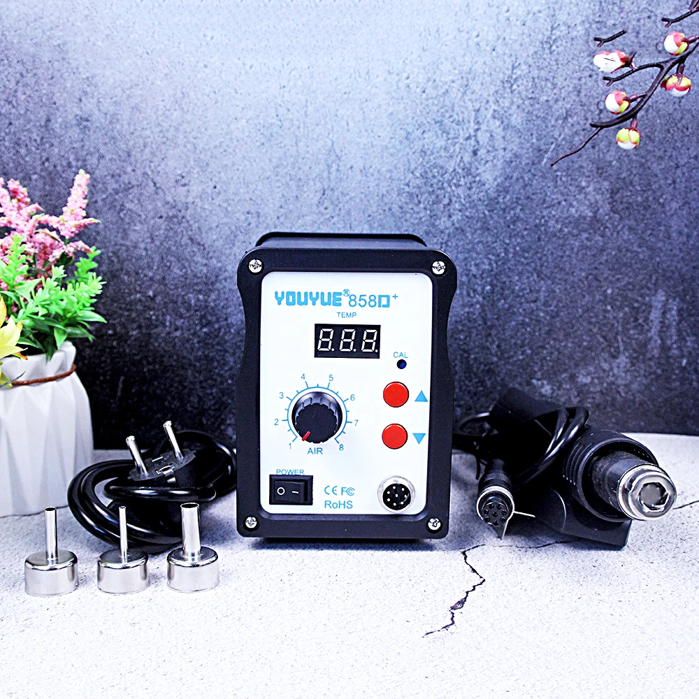 700W Digital Display Temperature Regulating Welding Stand YOUYUE 858D+ Fan Heat Gun SMT Soldering Iron Welding Repair UYUE 858D+