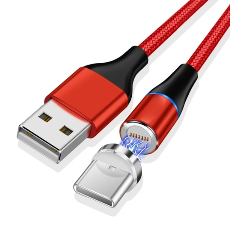 Red USB C Cable 1 м 2 м 3 а быстрый Магнитный зарядный кабель с 360 вращением круглые USB кабели для samsung Galaxy S9/S9 Plus/S10/S10e/S10Plus - Цвет: Red USB C Cable