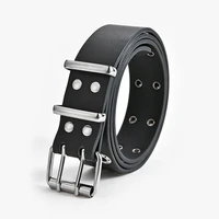 ke meiqi double row hole eyelet buckle belt ladies fashion double pin buckle casual decoration hollow belt designer belt denim