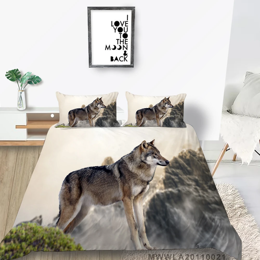 

Sunshine Fashion Wolf Pattern Bedding Sets Animal Duvet Cover Set Queen King Size Quilt Covers with Pillowcase 2/3PCS