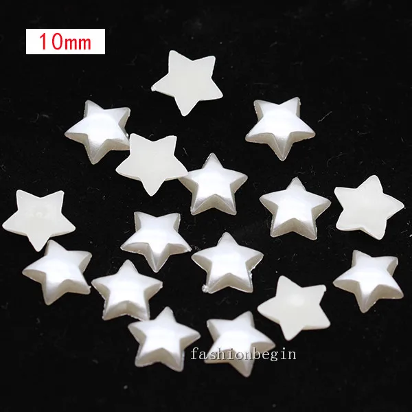 100p 10mm star Имитация жемчуга цвета слоновой кости для скрапбукинга, украшения для рукоделия, украшения для ногтей, изготовление свадебных открыток, сшитые бусины для одежды, разные формы - Цвет: 100p 10mm star