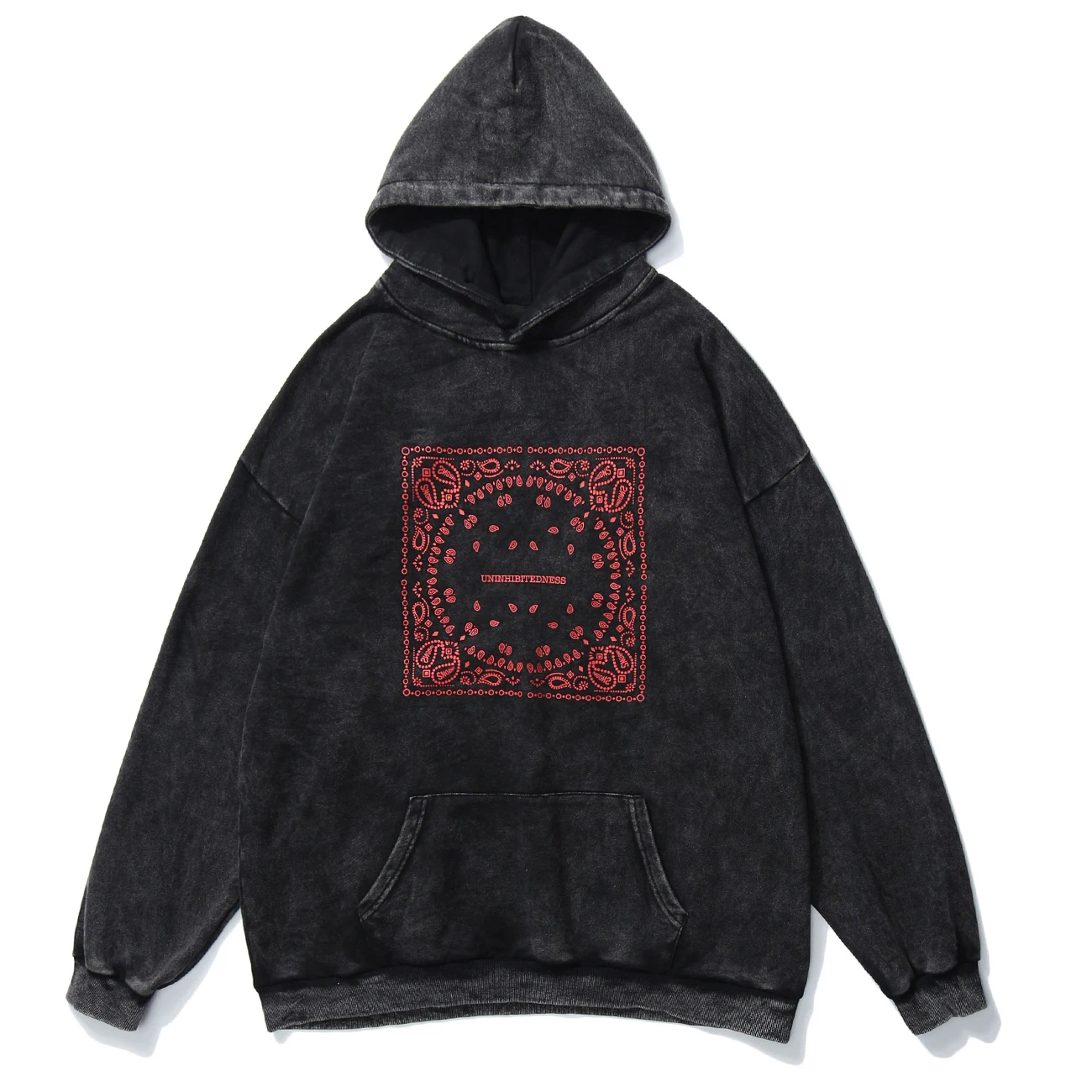 Толстовка мужская оверсайз с принтом хлопковый пуловер эффектом потертости