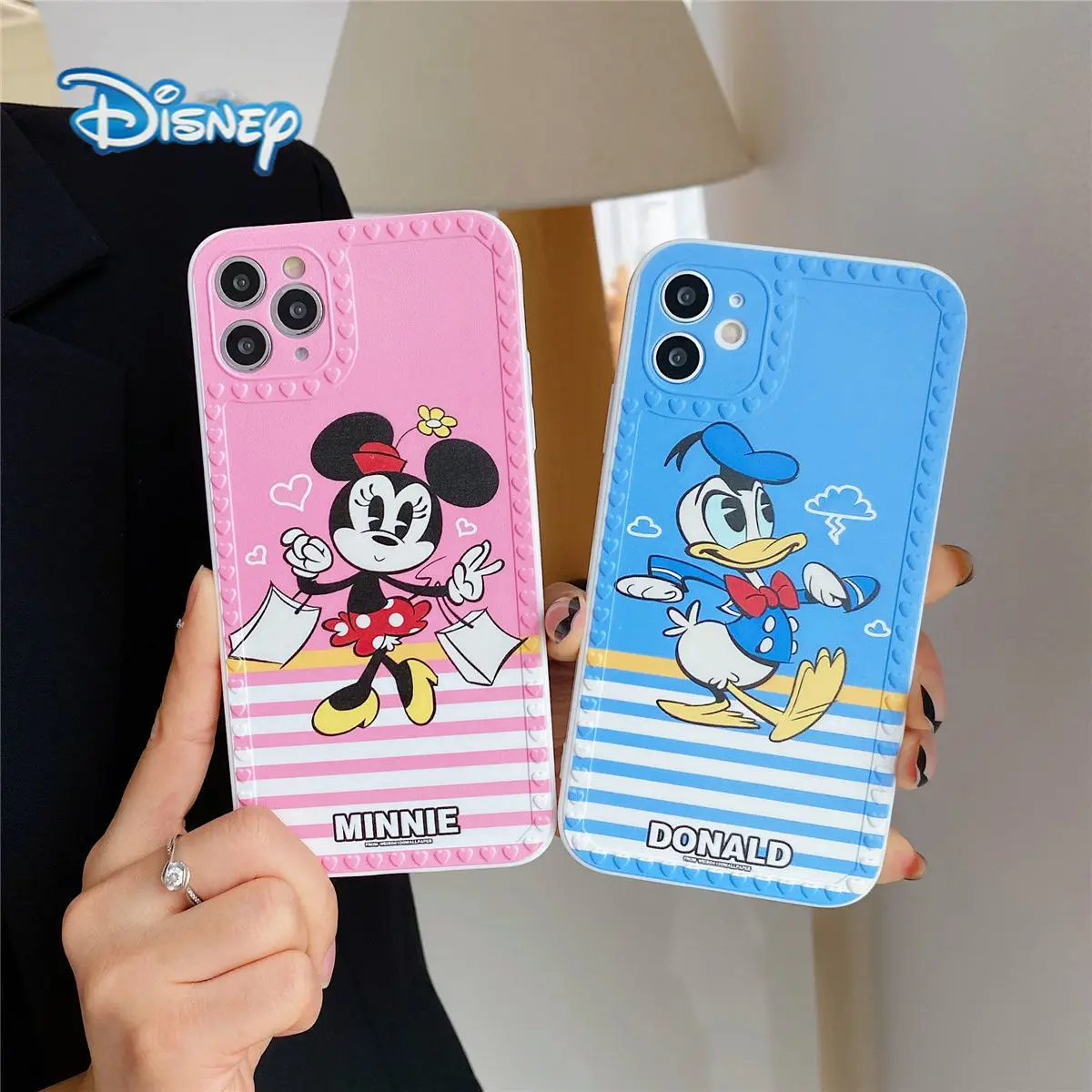 

Disney Minnie Donald Duck Cartoon Mobile Phone Case for iPhone 11 12 13 Pro Max Plus 13 miniXR XS X Shockproof Soft Cover Cases