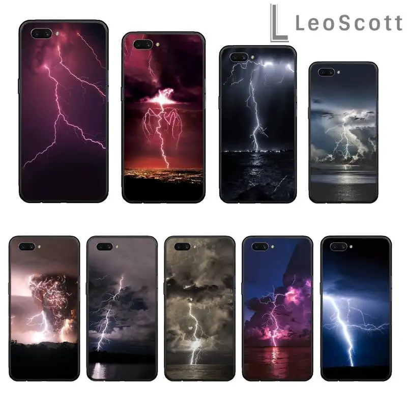 

Lightning thunder dark style Phone Case For OPPO R9 R11 R15 R17 RENO Realme S PLUS Normal 2z 3 5 C2 pro cover