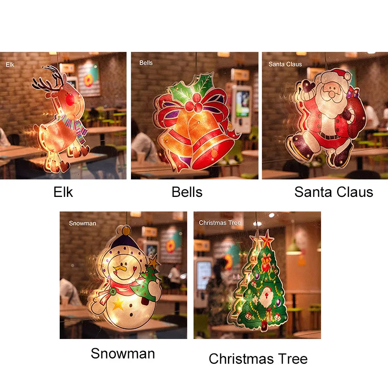 

Outdoor Christmas Silhouette Lights LED Christmas Tree Window Curtain Lights with Suction Cup for Christmas Party Home D