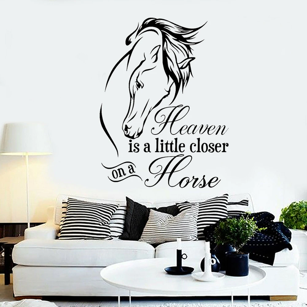 

Небеса немного ближе на лошади Цитата Наклейка на стену s виниловые художественные декорации спальни Настенная Наклейка с животным узором ...