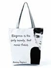 Сумка Одри Хепберн с принтом, Классическая Вместительная женская сумка для хранения, Повседневная Экологически чистая многоразовая сумка для покупок с индивидуальным узором