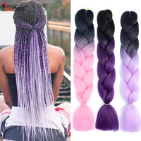 24 100g synthetic jumbo braiding hair ombre hair extensions blue pink easy crochet hair weaving box senegal braid hairpieces