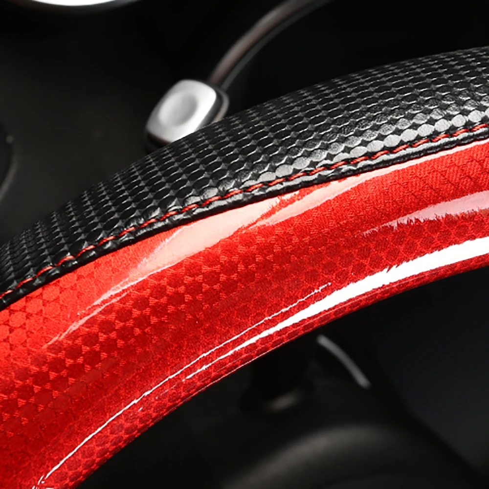 

QFHETJIE Car Steering Wheel Cover Four Seasons Universal Leather Personality Anti-skid Ultra-fashionable Interior