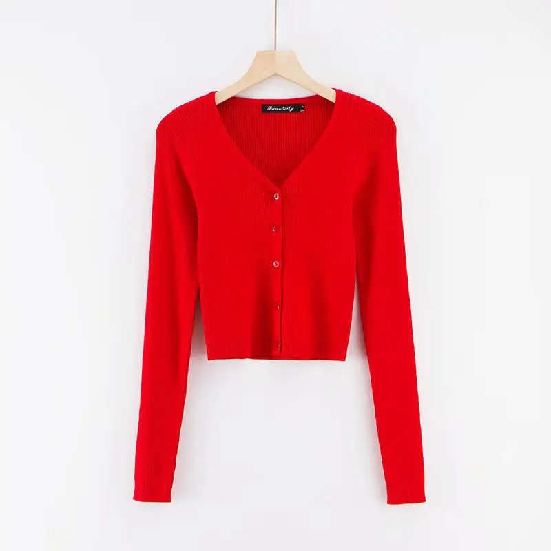 

kpop TWICE Lim Na Yeon Women's Cropped Cardigan Sweaters Female Short Sweater V Neck Single Breasted Sweater Woman Knitted tops