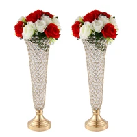4pcsset metal vase home decor crystal wedding centerpiece table vase chrismas decoration trumpet vases gold flower ball stand