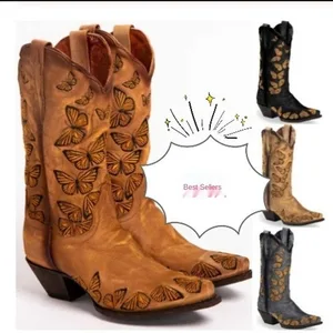 2020 fashion retro women boots platform high heels autumn winter casual boots cowboy western knee high boots women botas mujer free global shipping