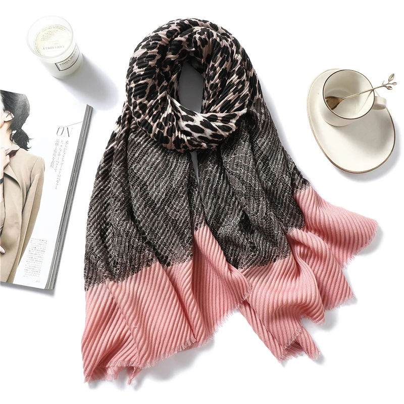 Ontwerp Merk Vrouwen Sjaal 2020 Winter Crinkle Hijabs Hoofdband Dier Print Vouw Sjaals En Wraps Katoen Hals Sjaals Foulard