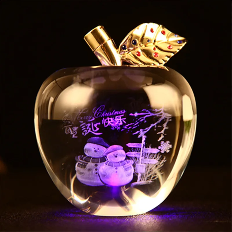 

Simulation Crystal Apple Christmas Creative Gift For Girlfriend Christmas Eve Home Decorations Can Shine Apple Art&Craft X3586