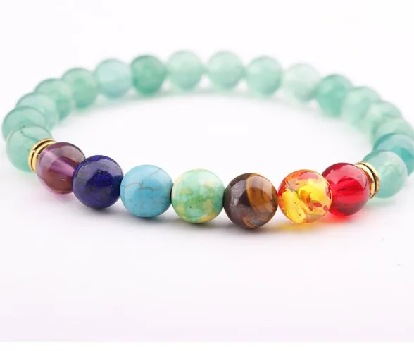 

8 мм зеленого цвета в стиле «панк» Многоцветный натуральный агат камень Исцеление Рейки Будда, Йога браслет эластичный регулируемый вулкан...