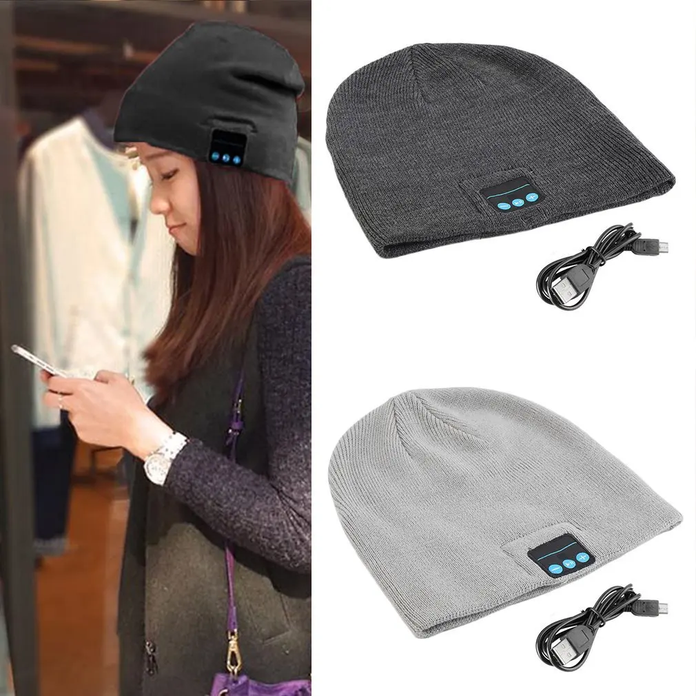 Беспроводная Bluetooth шапка зимние теплые шапки с V3.0 + EDR музыкальная Skullies унисекс