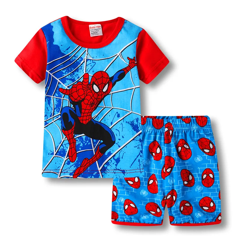 

Kids Pajamas Set Summer Children Short Sleeve Sleepwear Spiderman Cars Mickey Boys Cartoon Pyjamas Girl Clothing Nightwears Set