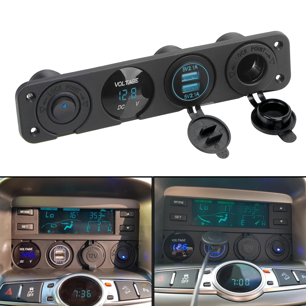 Автомобильный прикуриватель LEEPEE 4 в 1 с клавишным переключателем цифровой