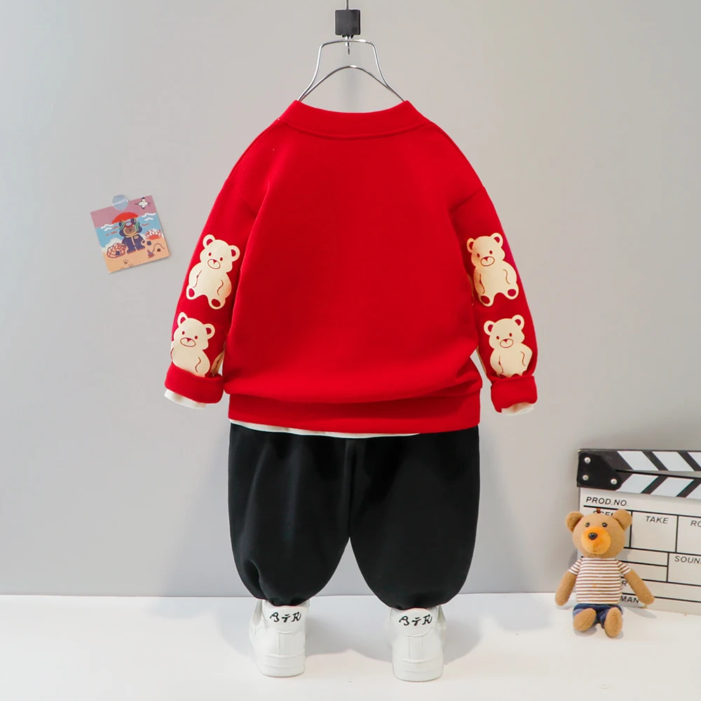 Комплекты одежды для мальчиков 3 шт. 2022 Модный хлопковый материал с медведем